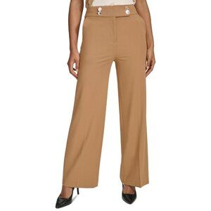 Calvin Klein *MINOR ERROR* High-Rise Wide-Leg Pants Brown Petite Size 14P $109